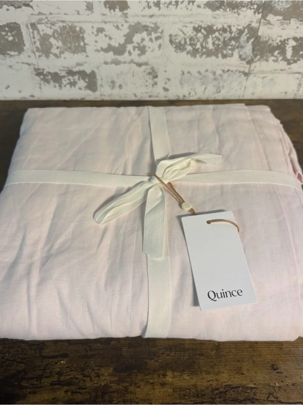 Quince vintage blush linen curtains